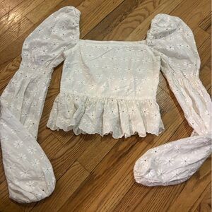 Caroline Constas Wren Eyelet White Top